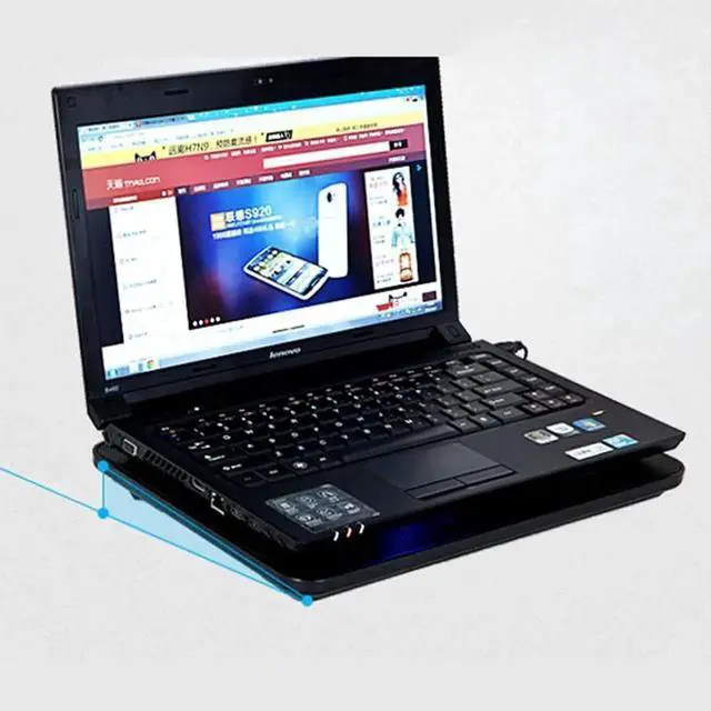 Alt view image 4 of 7 - 5 Fan 2 USB Laptop Cooler Cooling Pad Base LED Notebook Cooler Computer USB Fan Stand For Laptop PC 10''-17''
