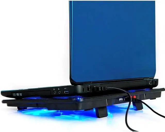 Alt view image 3 of 7 - 5 Fan 2 USB Laptop Cooler Cooling Pad Base LED Notebook Cooler Computer USB Fan Stand For Laptop PC 10''-17''