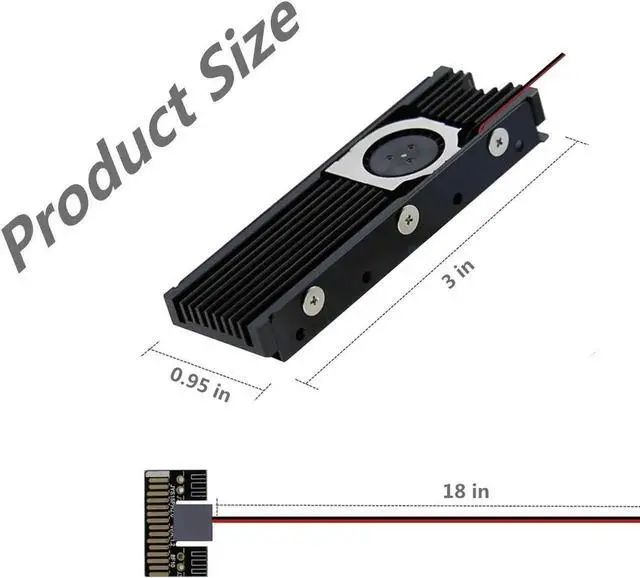 Alt view image 4 of 6 - Aluminum M.2 2280 SSD Heatsinks with 20mm Fan Powerful Cooling for PCIE NVME or SATA M.2 SSD Cooler