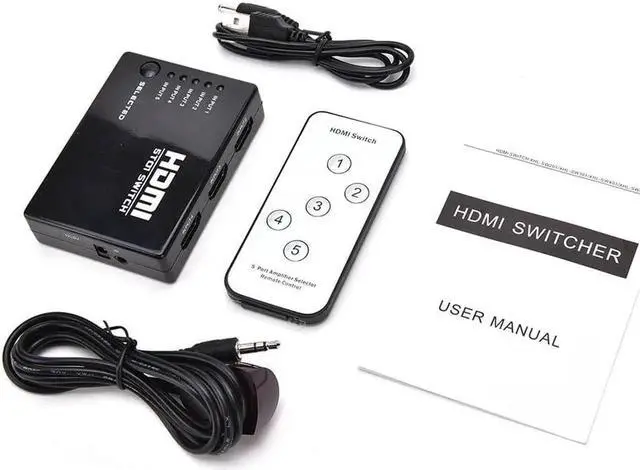 Alt view image 3 of 5 - 1Set 5 Port 1080P Mini Video HDMI Switch Switcher HDMI Splitter with IR Remote splitter box for HDTV PS3 DVD