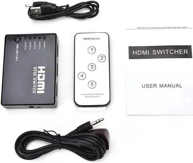 Alt view image 4 of 5 - 1Set 5 Port 1080P Mini Video HDMI Switch Switcher HDMI Splitter with IR Remote splitter box for HDTV PS3 DVD