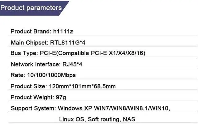 Alt view image 4 of 5 - Card 4 Port Gigabit Ethernet 10/100/1000M PCI-E PCI Express To 4X Gigabit Ethernet Card LAN Adapter for Desktops