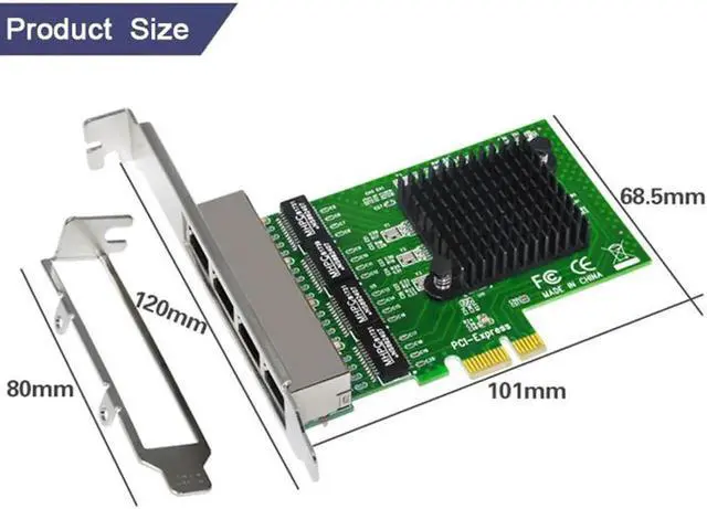 Alt view image 2 of 5 - Card 4 Port Gigabit Ethernet 10/100/1000M PCI-E PCI Express To 4X Gigabit Ethernet Card LAN Adapter for Desktops
