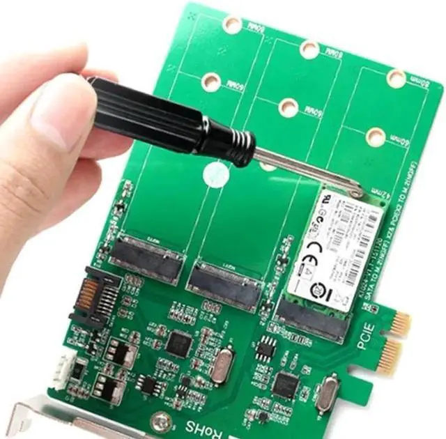 Alt view image 4 of 5 - 3-Port M.2 SSD (NGFF) Adapter Card - Supports 1X PCIe to M.2 B-Key Adapter Raid Card Sata SSD Convert Card