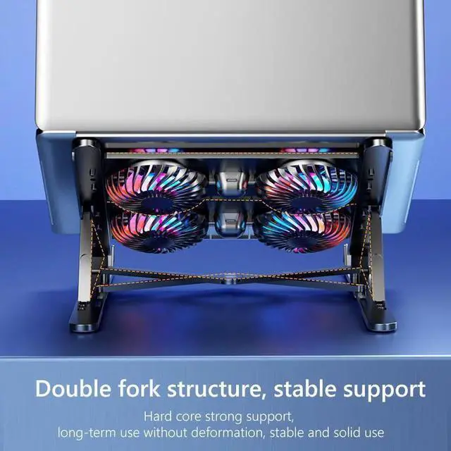 Alt view image 7 of 7 - Laptop Tablet Stand with 4 High-speed Cooling Fan, Ergonomics Foldable Ultrabook Tablet Riser, Computer Stand, Adjust Laptop Tablet Holder Stand for MacBook Air 11-17.3" Laptop Tablets & Notebook