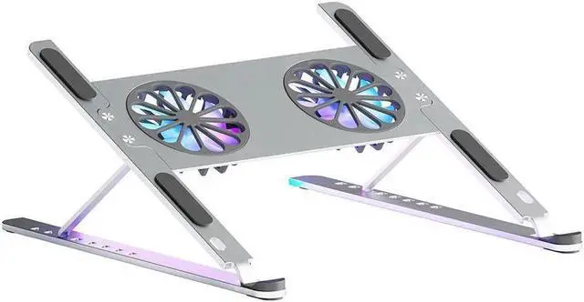 Alt view image 4 of 7 - Laptop Tablet Stand with Dual High-speed Cooling Fan, Ergonomics Foldable Ultrabook Tablet Riser, Computer Stand, Adjust Laptop Tablet Holder Stand for MacBook Air 11-17.3" Laptop Tablets & Notebook