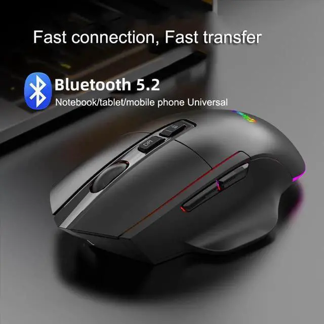 Alt view image 6 of 7 - 2.4Ghz + Bluetooth Mouse Three Mode Rechargeable Wireless RGB Gaming Mouse Quiet 7 Key Office Game Mice Computer Accessories