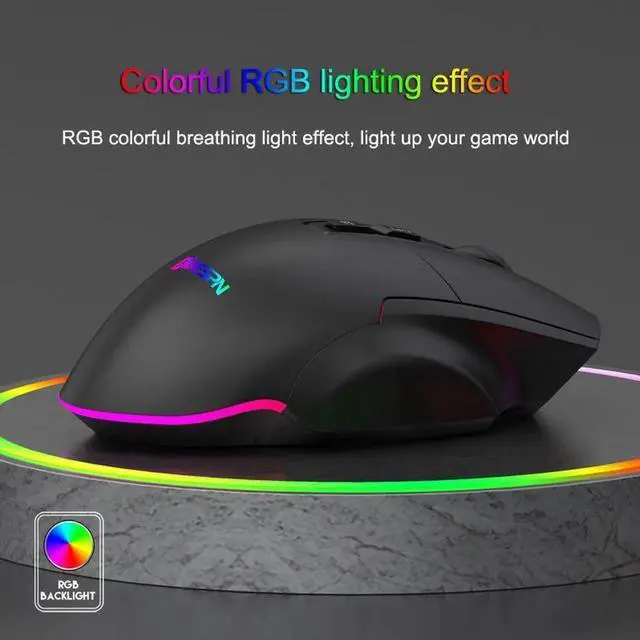 Alt view image 3 of 7 - 2.4Ghz + Bluetooth Mouse Three Mode Rechargeable Wireless RGB Gaming Mouse Quiet 7 Key Office Game Mice Computer Accessories