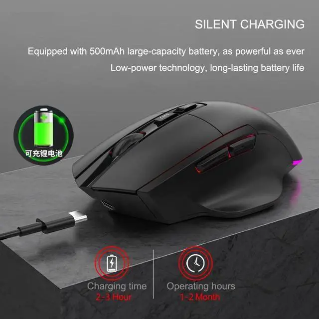 Alt view image 5 of 7 - 2.4Ghz + Bluetooth Mouse Three Mode Rechargeable Wireless RGB Gaming Mouse Quiet 7 Key Office Game Mice Computer Accessories