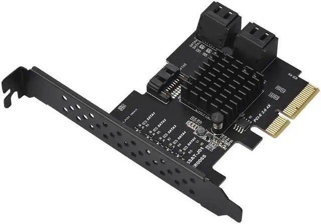 Alt view image 5 of 5 - On Cards PCI-E SATA PCI Express SATA 3 Controller PCIE SATA HUB 5 Port SATA3 6Gbps Adapter + Low Profile Bracket for Desktop