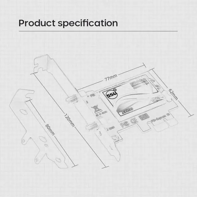 Alt view image 2 of 5 - 3000Mbps Wireless Dual Band PCI Express WiFi Adapter PCI-E Network Card WIfi 6 AX200 2.4G/5G With Desktop PC Windows 10