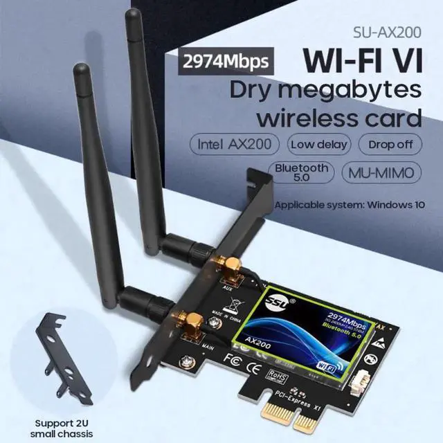 Main image of 3000Mbps Wireless Dual Band PCI Express WiFi Adapter PCI-E Network Card WIfi 6 AX200 2.4G/5G With Desktop PC Windows 10