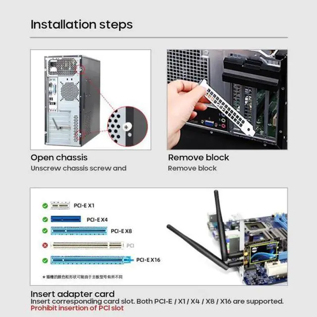 Alt view image 3 of 5 - 3000Mbps Wireless Dual Band PCI Express WiFi Adapter PCI-E Network Card WIfi 6 AX200 2.4G/5G With Desktop PC Windows 10