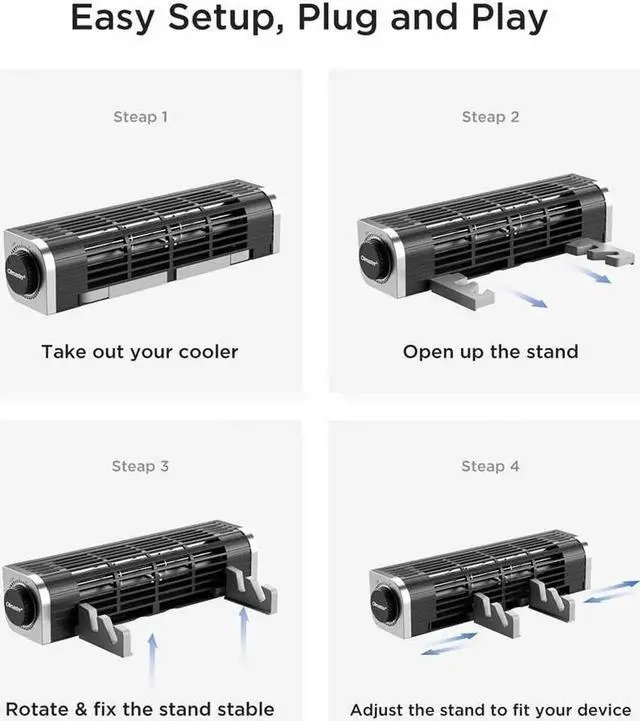 Alt view image 7 of 7 - Laptop Cooler with Adjustable Stand, Laptop Cooling Pad 3-Speed Adjustable, USB Multi Function Laptop Cross-Flow Turbine Cooling Fan for Laptop Pad Tablet Phone