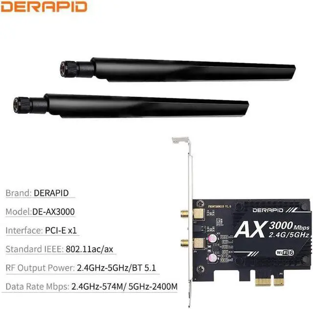 Alt view image 4 of 5 - 3000Mbps WiFi 6 AX200 Bluetooth 5.1 Dual Band 2.4G/5GHz WiFi Card 802.11AX/AC PCI Express Wireless Network Card Adapter PC