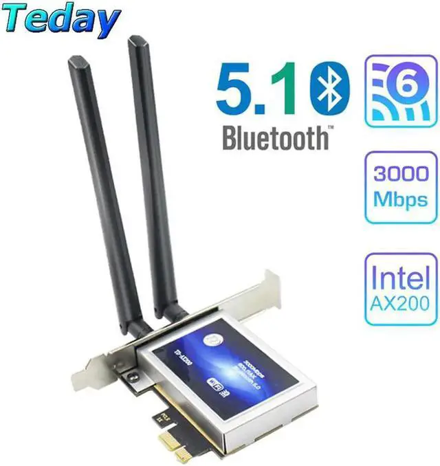 Main image of 3000Mbps Wifi 6 AX200 PCIe Wireless Wifi Adapter For PC AX200NGW Wi-Fi Card 2.4G/5Ghz 802.11AX/AC Bluetooth 5.1 For PC