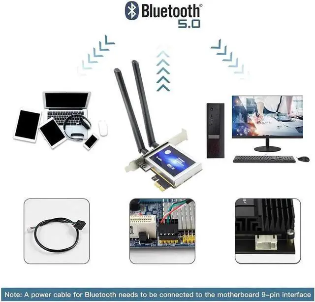 Alt view image 5 of 5 - 3000Mbps Wifi 6 AX200 PCIe Wireless Wifi Adapter For PC AX200NGW Wi-Fi Card 2.4G/5Ghz 802.11AX/AC Bluetooth 5.1 For PC