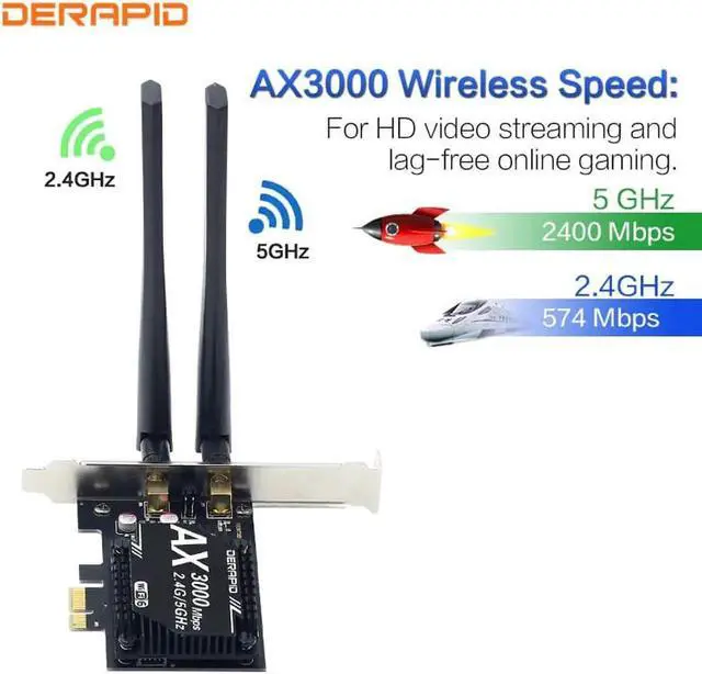 Alt view image 5 of 5 - 3000Mbps Wifi 6 Desktop PCIe Wireless Wifi Adapter AX200 Bluetooth 5.1 Network Wifi Card 2.4G/5G 802.11ac/ax MU-MIMO