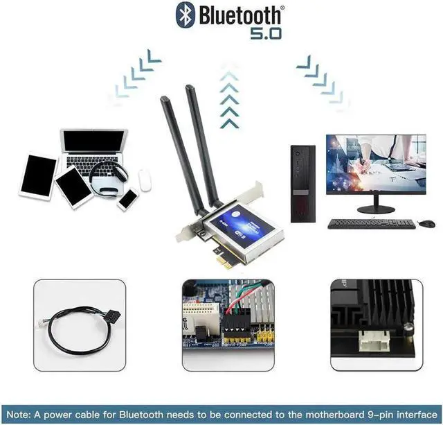 Alt view image 5 of 5 - 2974Mbps Dual Band Wireless Desktop PCIe AX200 Card 802.11AX 2.4G/5Ghz Bluetooth 5.1 PCI Express WiFi 6 Adapter For PC