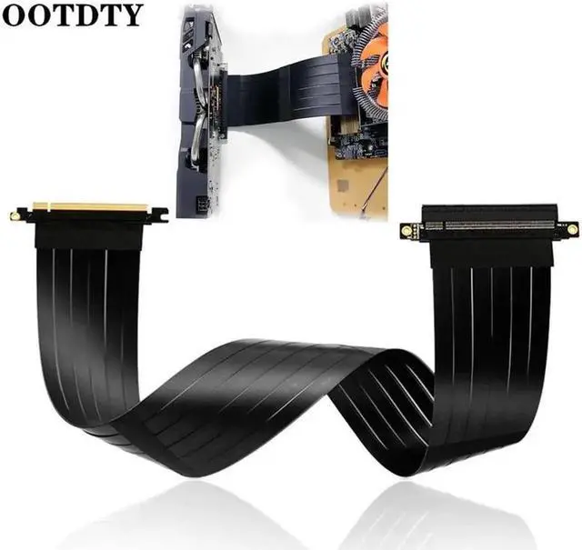 Alt view image 2 of 5 - PCI E 3.0 16X Graphics Card vertical kickstand/base A TX case Flexible Extension Cable Riser Card Adapter for GPU