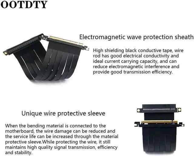 Alt view image 4 of 5 - PCI E 3.0 16X Graphics Card vertical kickstand/base A TX case Flexible Extension Cable Riser Card Adapter for GPU