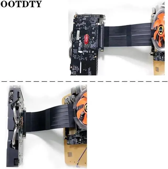 Alt view image 3 of 5 - PCI E 3.0 16X Graphics Card vertical kickstand/base A TX case Flexible Extension Cable Riser Card Adapter for GPU