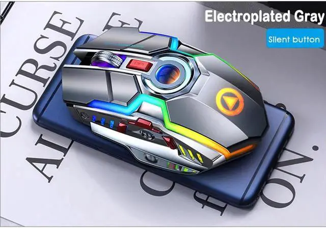 Alt view image 4 of 7 - Gaming Mice Rechargeable Wireless Mouse Silent Ergonomic 7 Keys RGB Backlit 1600 DPI LED Backlit Mouse for Computer PC