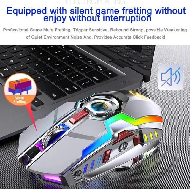 Alt view image 7 of 7 - Gaming Mice Rechargeable Wireless Mouse Silent Ergonomic 7 Keys RGB Backlit 1600 DPI LED Backlit Mouse for Computer PC