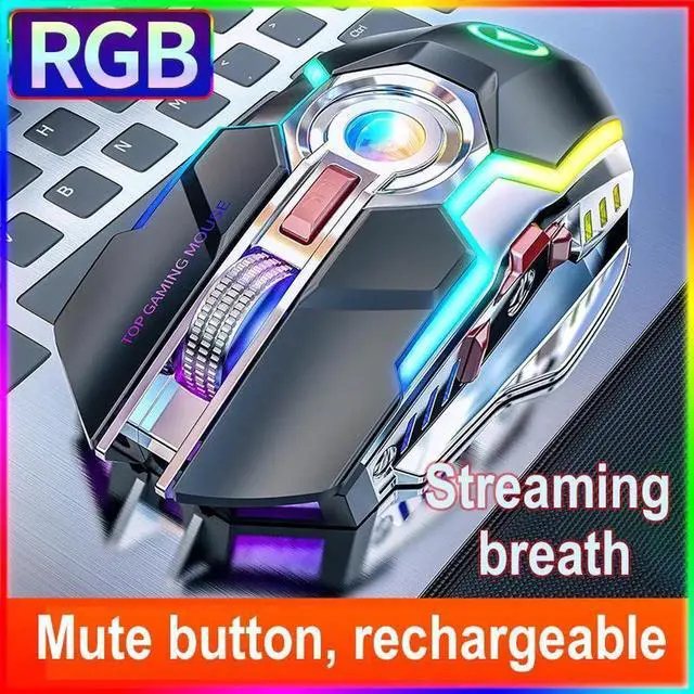 Alt view image 2 of 7 - Gaming Mice Rechargeable Wireless Mouse Silent Ergonomic 7 Keys RGB Backlit 1600 DPI LED Backlit Mouse for Computer PC