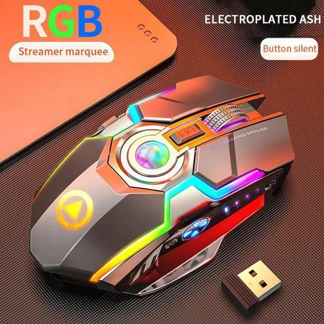 Main image of Gaming Mice Rechargeable Wireless Mouse Silent Ergonomic 7 Keys RGB Backlit 1600 DPI LED Backlit Mouse for Computer PC