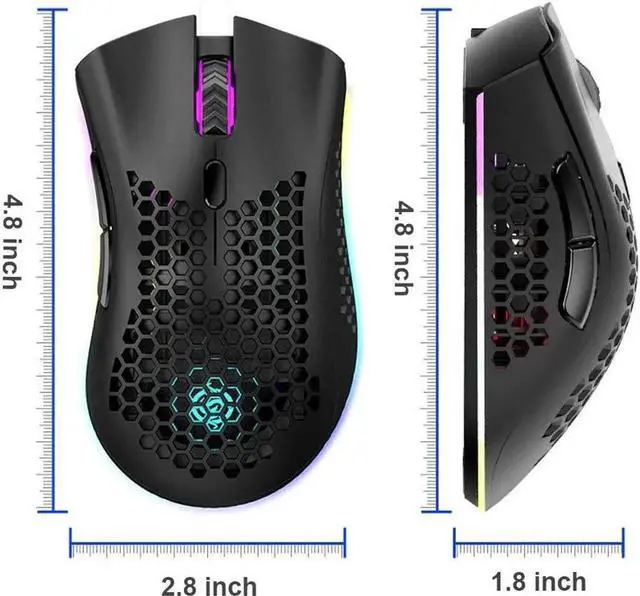 Alt view image 5 of 7 - Lightweight Gaming Mouse, Design Rechargeable 2.4G Wireless Gaming Mouse with USB Receiver RGB Backlight Computer Mouse for Laptop PC