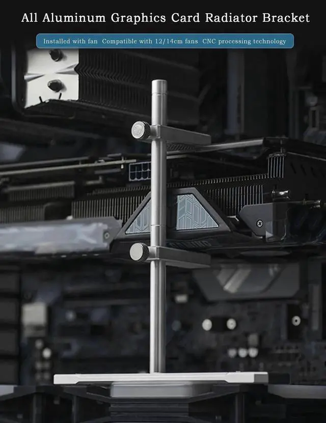 Alt view image 7 of 7 - Graphics card GPU Bracket Brace , Graphics Card Holder , Adjustable Height GPU Support Jack Assemblable Module GPU Stand Installed On the 12mm / 14mm Fan