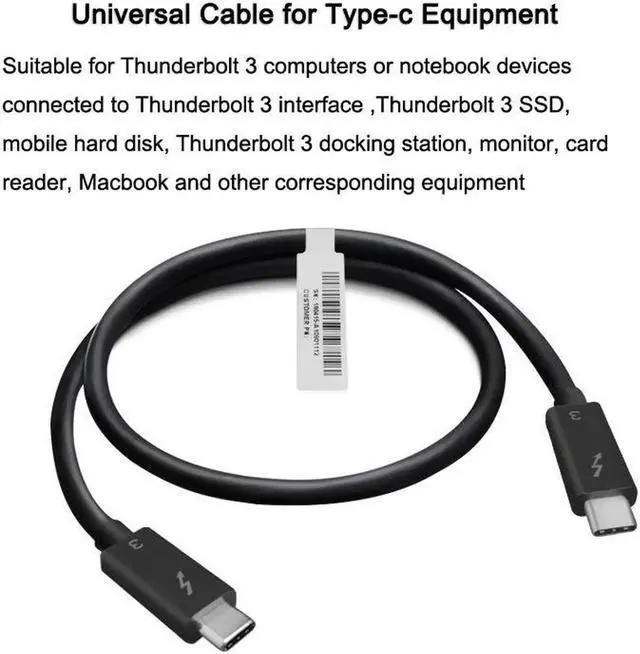 Alt view image 3 of 7 - 1.8M/100W Thunderbolt 3 cable 40Gbps 5K@60Hz Thunderbolt 3 to Thunderbolt 3 Cable for Thunderbolt 3 Docking Station Macs 1.8M