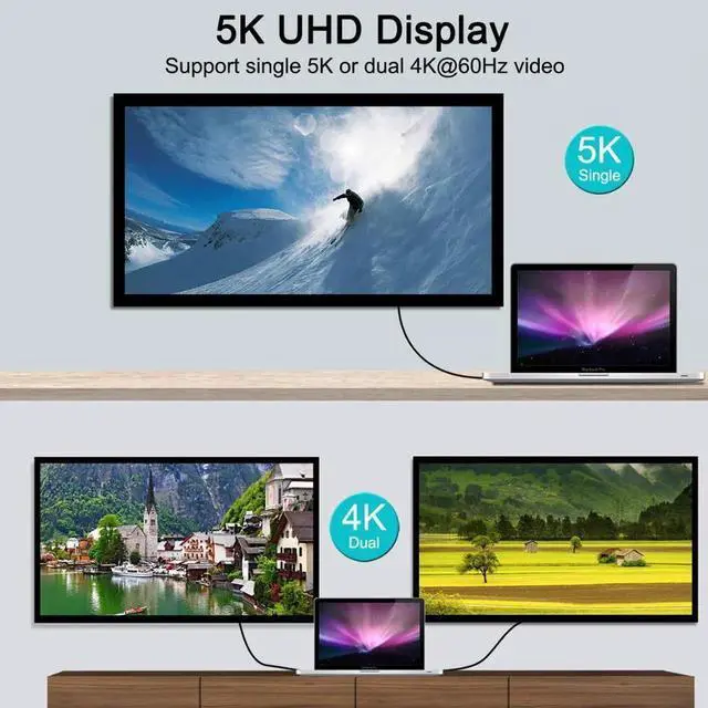Alt view image 6 of 7 - 1.8M/100W Thunderbolt 3 cable 40Gbps 5K@60Hz Thunderbolt 3 to Thunderbolt 3 Cable for Thunderbolt 3 Docking Station Macs 1.8M