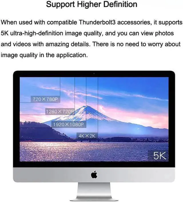 Alt view image 5 of 7 - 1.8M/100W Thunderbolt 3 cable 40Gbps 5K@60Hz Thunderbolt 3 to Thunderbolt 3 Cable for Thunderbolt 3 Docking Station Macs 1.8M