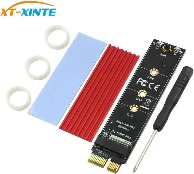 Alt view image 5 of 5 - PCI Express 3.0 X1 to M.2 M KEY Interface NVMe SSD PCIE M.2 Riser Card Adapter Heatsink SSD 2230 2242 2260 2280 Full Speed