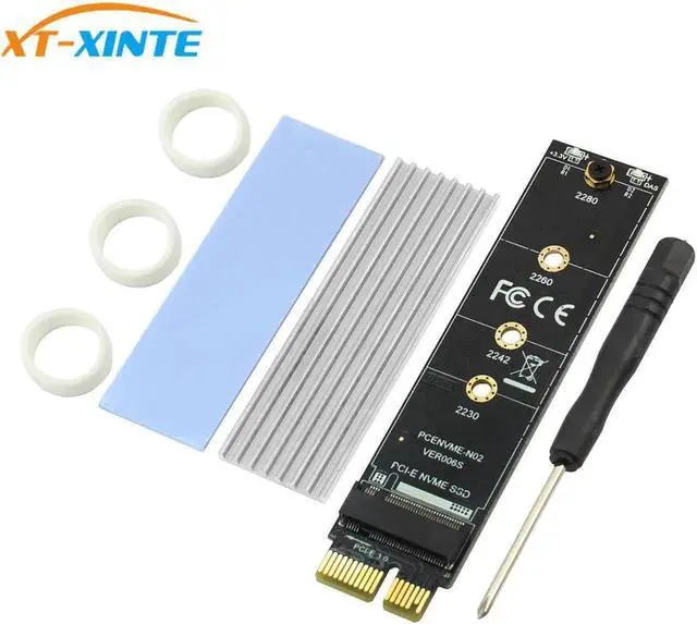 Alt view image 4 of 5 - PCI Express 3.0 X1 to M.2 M KEY Interface NVMe SSD PCIE M.2 Riser Card Adapter Heatsink SSD 2230 2242 2260 2280 Full Speed