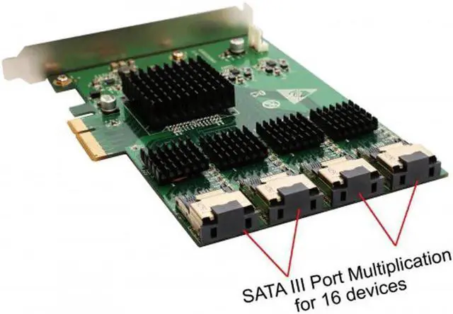 Alt view image 3 of 5 - 16 Ports SATA 6G PCI Express Controller Card Marvell 88SE9215 Chipset PCIe to SATA III 3.0 with MINI SAS to 4 SATA Cable