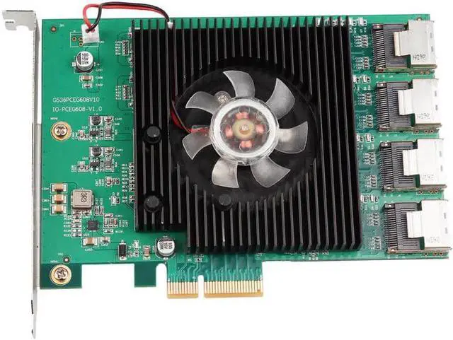 Alt view image 5 of 5 - 16 Ports SATA 6G PCI Express Controller Card Marvell 88SE9215 Chipset PCIe to SATA III 3.0 with MINI SAS to 4 SATA Cable