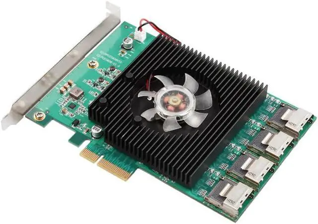 Alt view image 4 of 5 - 16 Ports SATA 6G PCI Express Controller Card Marvell 88SE9215 Chipset PCIe to SATA III 3.0 with MINI SAS to 4 SATA Cable