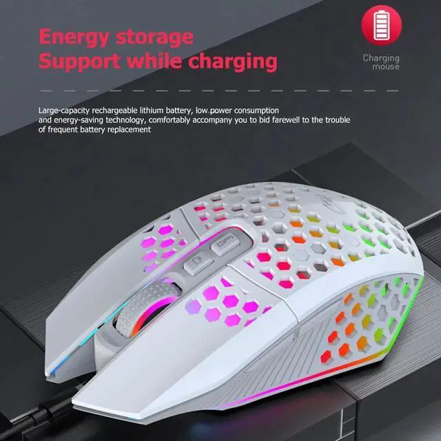 Alt view image 4 of 7 - RGB Rechargeable Wireless Gaming Mouse 2.4GHz Optical Mouse 3 Gears 1600 DPI Adjustable Mice for Desktop Laptop