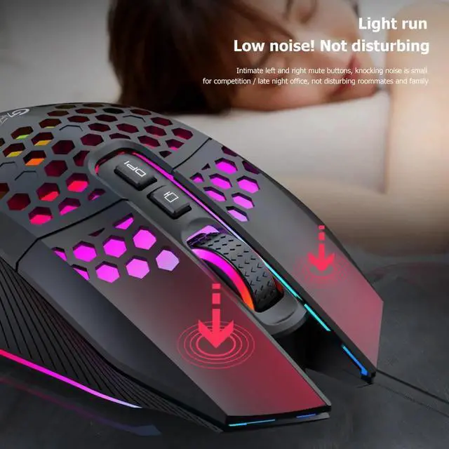 Alt view image 3 of 7 - RGB Rechargeable Wireless Gaming Mouse 2.4GHz Optical Mouse 3 Gears 1600 DPI Adjustable Mice for Desktop Laptop