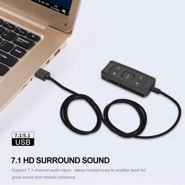 Alt view image 4 of 7 - External USB to 3.5mm AUX Sound Card Adapter with Microphone 7.1 Audio Adapter 3D Antimagnetic Audio Headset Microphone Jack For Laptop PC/PS4/PS5