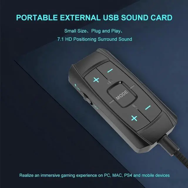 Alt view image 3 of 7 - External USB to 3.5mm AUX Sound Card Adapter with Microphone 7.1 Audio Adapter 3D Antimagnetic Audio Headset Microphone Jack For Laptop PC/PS4/PS5