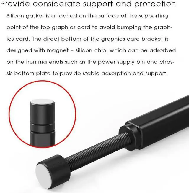 Alt view image 6 of 6 - Graphics Card GPU Brace Support Adjustable Aluminum VGA Card Holder Telescopic Rotary Video Graphics Card Bracket For PC Desktop