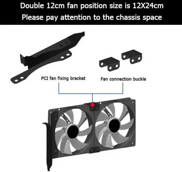 Alt view image 6 of 6 - 1 set of Fan Mounting Bracket PCI slot Dual Fan Mounting Bracket 90 Mm 120 Mm Fan Connector For Desktop Graphics Card Bracket