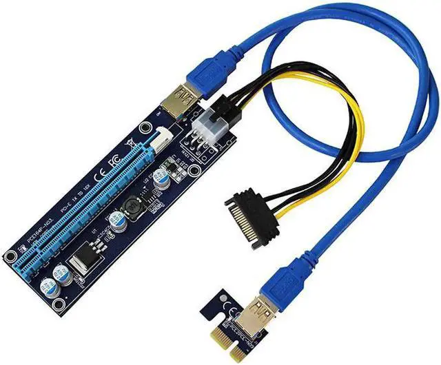 Main image of Mini PCI-E to PCI Express 1x to 16x Extender Riser video external graphics Card Adapter 6Pin Power Cable for Bitcoin BTC Mining
