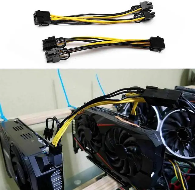 Alt view image 5 of 6 - 10Pcs 8 Pin PCI Express to Dual PCIE 6+2 Pin Power Cable BTC Mining GPU Motherboard Graphics Card Power Data Cable Splitter 20cm