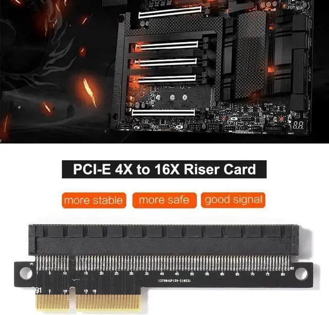 Alt view image 6 of 6 - PCIE 4X to 16X Riser Card Expansion Steering Adapter PCI Express Riser Card x4 to x16 Video Graphics Adapter Converter
