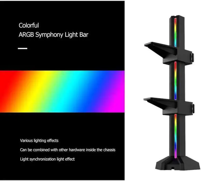 Alt view image 6 of 6 - Graphics Card Stand Frame Holder Bracket 5V SATA 5V 3Pin ARGB Video Card GPU Brace for Desktop Computer Chassis Motherboard